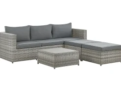 Set di divani angolari da giardino 5 posti SABBIA Lato destro Modulare Rattan sintetico (PE) Grigio chiaro