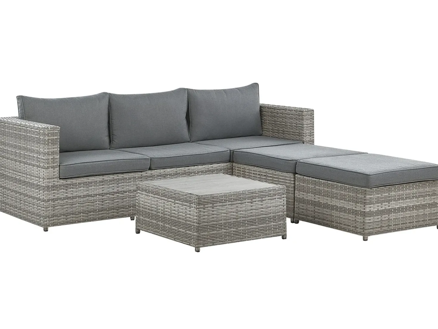 Set di divani angolari da giardino 5 posti SABBIA Lato destro Modulare Rattan sintetico (PE) Grigio chiaro