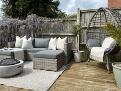 Set di divani angolari da giardino 5 posti SABBIA Lato destro Modulare Rattan sintetico (PE) Grigio chiaro