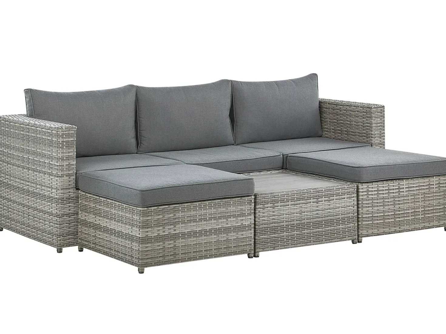Set di divani angolari da giardino 5 posti SABBIA Lato destro Modulare Rattan sintetico (PE) Grigio chiaro