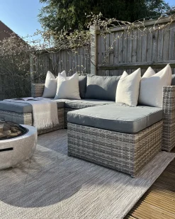 Set di divani angolari da giardino 5 posti SABBIA Lato destro Modulare Rattan sintetico (PE) Grigio chiaro