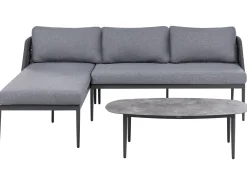 Set di divani angolari da giardino 3 posti LEFFE Lato destro Metallo Grigio