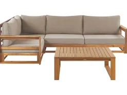 Set di divani angolari da giardino 4 posti TIMOR Lato destro Modulare Legno di acacia certificato Marrone chiaro