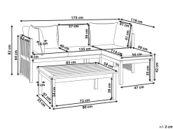 Set di divani angolari da giardino 3 posti ARABBA Lato Sinistro Legno di acacia certificato Grigio