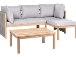 Set di divani angolari da giardino 3 posti ARABBA Lato Sinistro Legno di acacia certificato Grigio