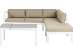 Set di divani angolari da giardino 5 posti MESSINA Lato Sinistro Metallo Beige sabbia
