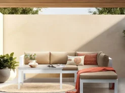 Set di divani angolari da giardino 5 posti MESSINA Lato Sinistro Metallo Beige sabbia