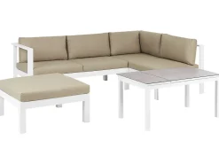 Set di divani angolari da giardino 5 posti MESSINA Lato Sinistro Metallo Beige sabbia