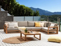 Set di divani angolari da giardino 5 posti TIMOR Modulare Legno di acacia certificato Marrone chiaro