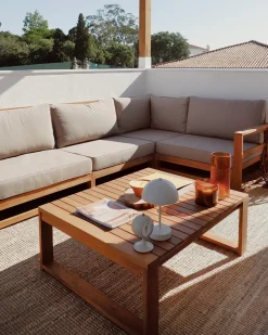 Set di divani angolari da giardino 5 posti TIMOR Modulare Legno di acacia certificato Marrone chiaro