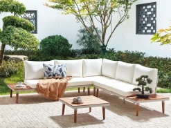 Set di divani angolari da giardino 5 posti CORATO Legno d'acacia Bianco sporco