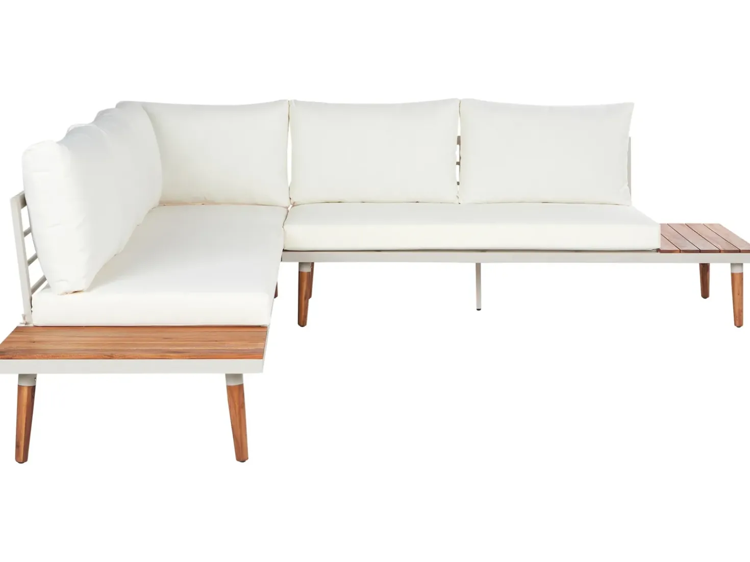 Set di divani angolari da giardino 5 posti CORATO Legno d'acacia Bianco sporco