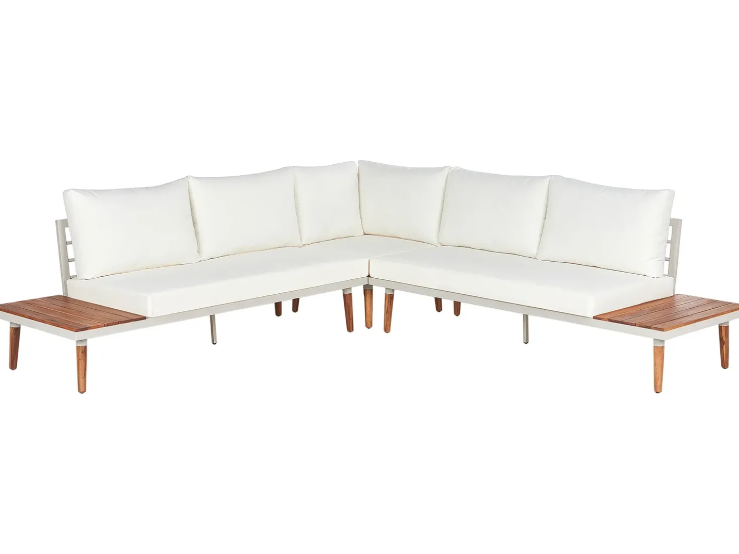 Set di divani angolari da giardino 5 posti CORATO Legno d'acacia Bianco sporco