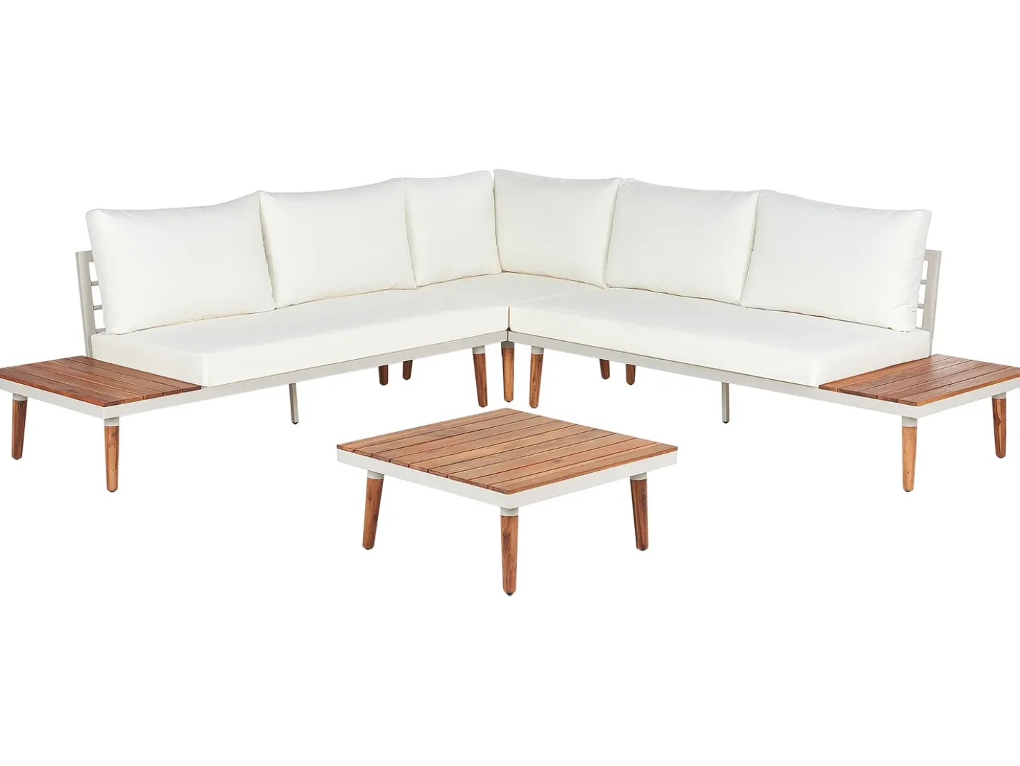 Set di divani angolari da giardino 5 posti CORATO Legno d'acacia Bianco sporco