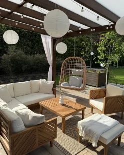 Set di divani angolari da giardino 4 posti BARATTI Lato Sinistro Legno d'acacia Marrone