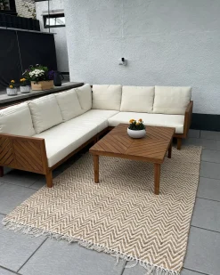 Set di divani angolari da giardino 4 posti BARATTI Lato Sinistro Legno d'acacia Marrone