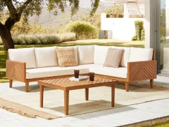 Set di divani angolari da giardino 4 posti BARATTI Lato Sinistro Legno d'acacia Marrone