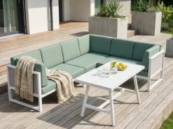 Set di divani angolari da giardino 6 posti CASTELLA/FRATTE Lato Sinistro Metallo Verde