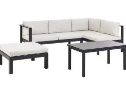 Set di divani angolari da giardino 5 posti MESSINA Lato Sinistro Metallo Bianco sporco