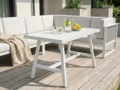 Set di divani angolari da giardino 6 posti CASTELLA/FRATTE Lato Sinistro Metallo Bianco sporco