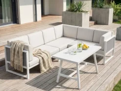 Set di divani angolari da giardino 6 posti CASTELLA/FRATTE Lato Sinistro Metallo Bianco sporco