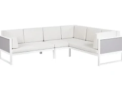 Set di divani angolari da giardino 6 posti CASTELLA/FRATTE Lato Sinistro Metallo Bianco sporco