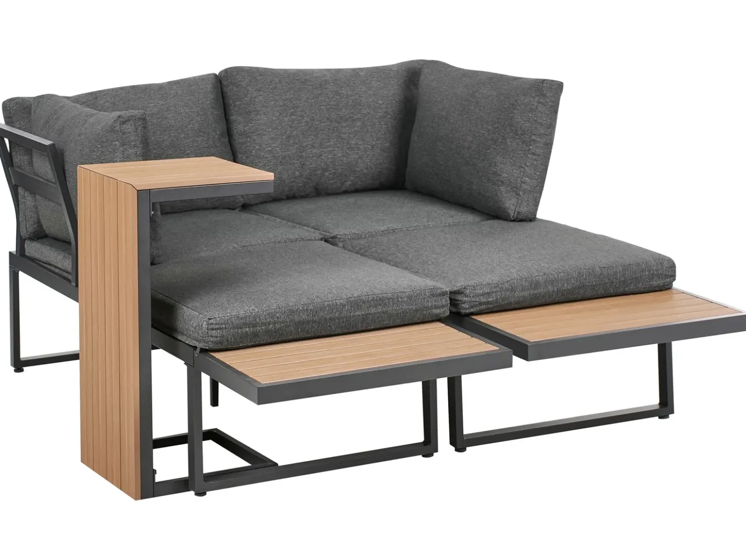 Set di divani angolari da giardino 4 posti PIENZA Lato Sinistro Marrone chiaro/Grigio