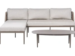 Set di divani angolari da giardino 3 posti LEFFE Lato destro Metallo Beige