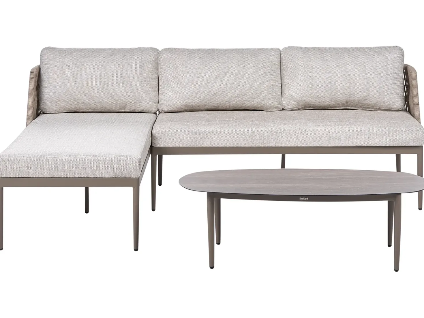 Set di divani angolari da giardino 3 posti LEFFE Lato destro Metallo Beige