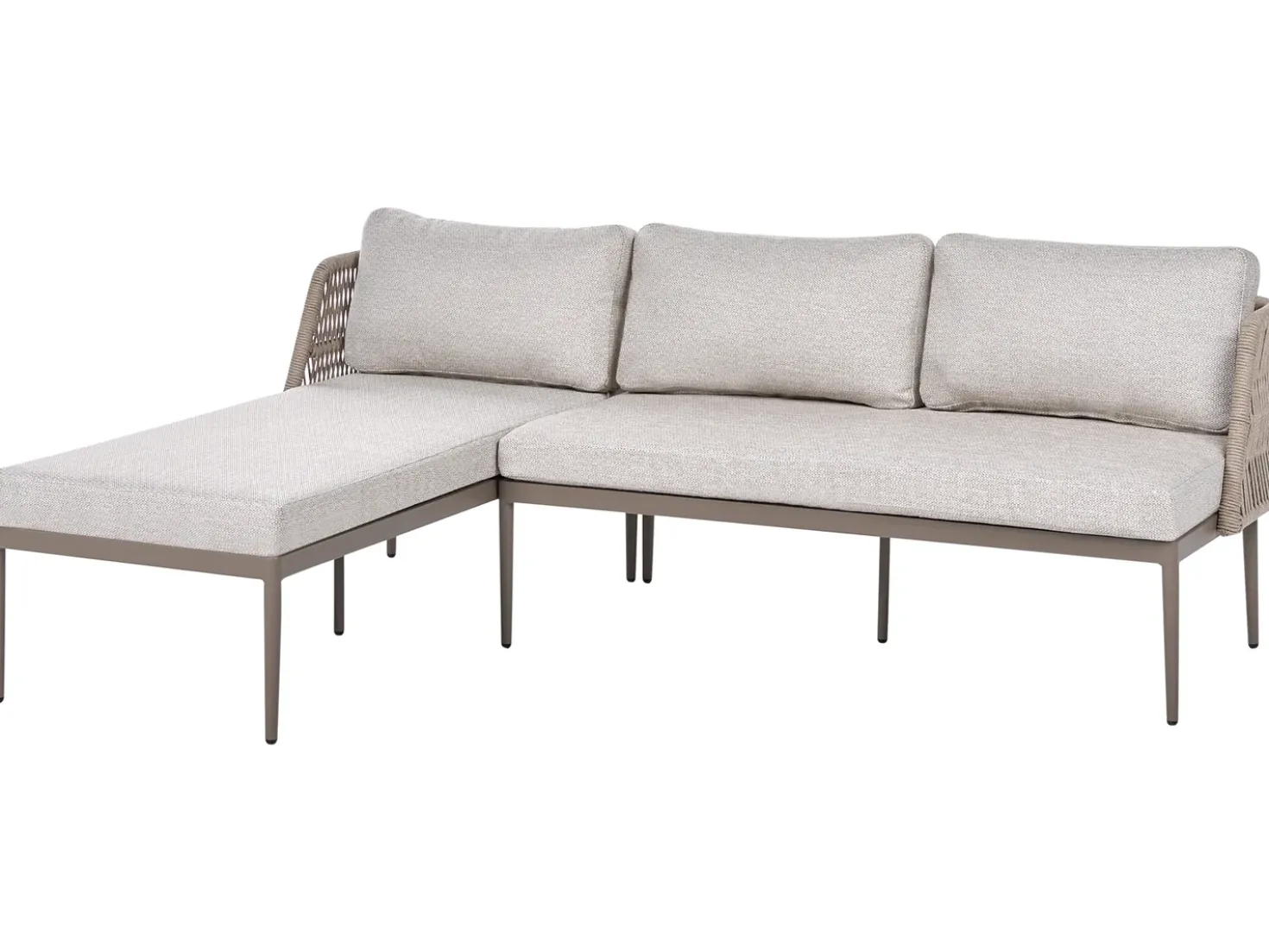 Set di divani angolari da giardino 3 posti LEFFE Lato destro Metallo Beige