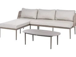 Set di divani angolari da giardino 3 posti LEFFE Lato destro Metallo Beige