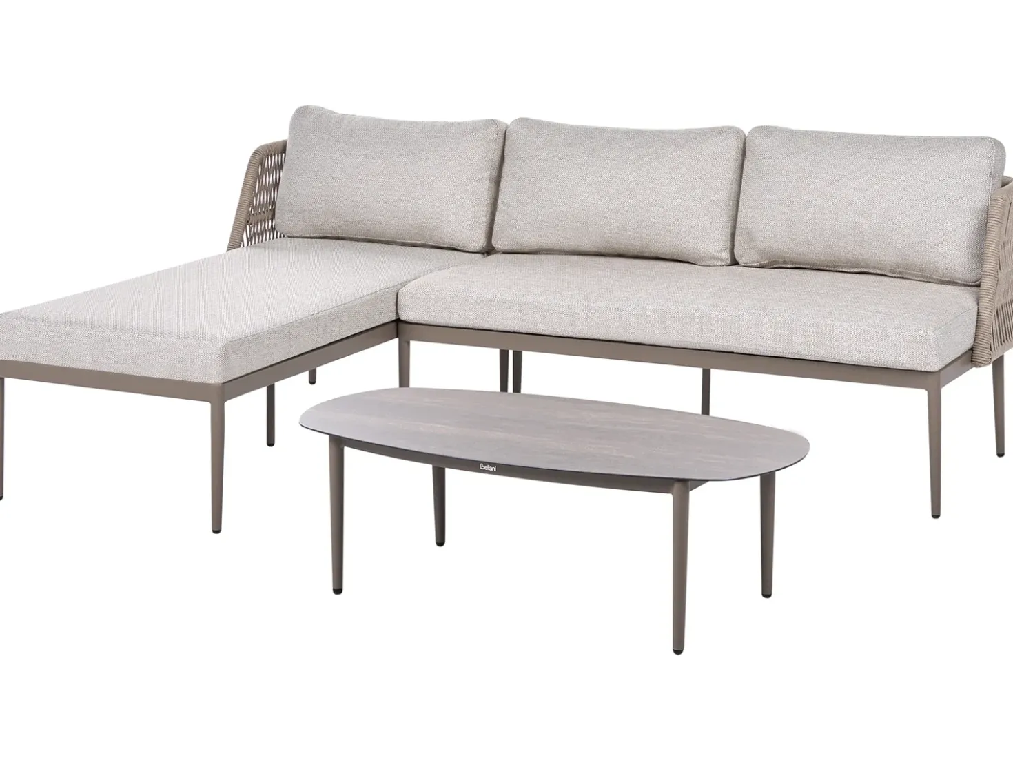 Set di divani angolari da giardino 3 posti LEFFE Lato destro Metallo Beige