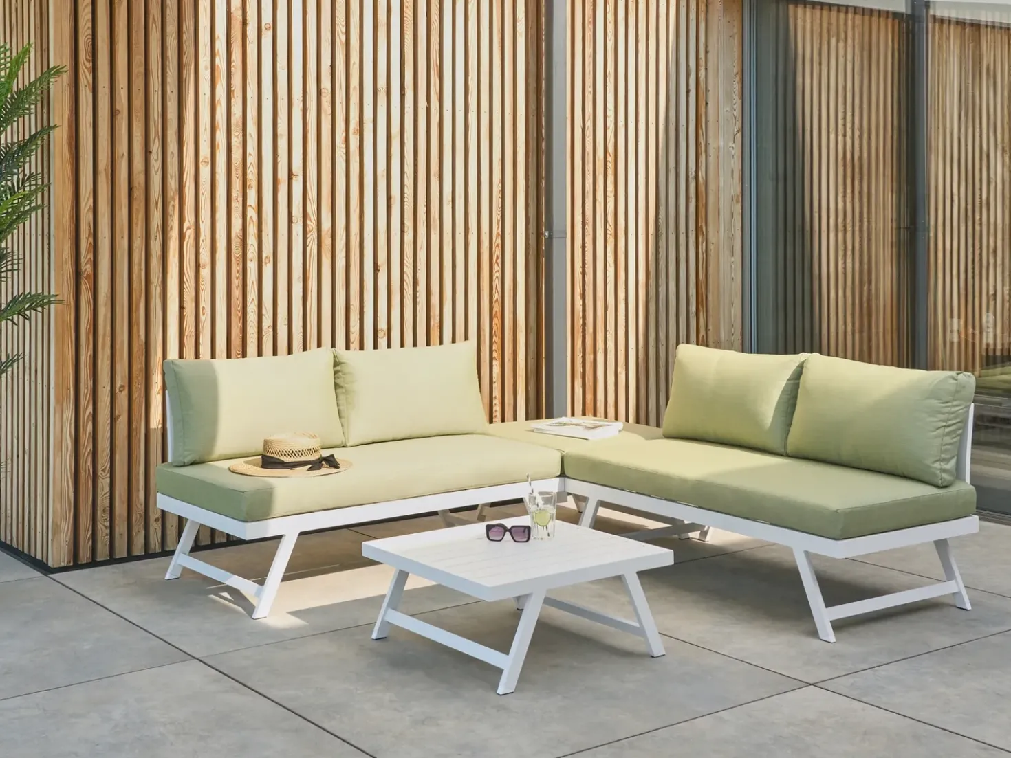 Set di divani angolari da giardino 5 posti COCCORINO Metallo Verde