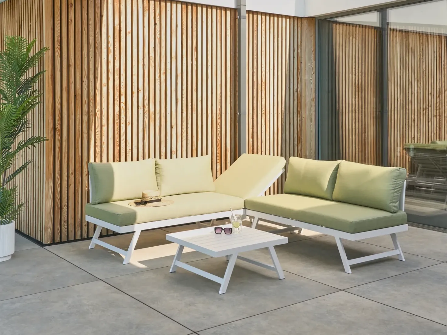 Set di divani angolari da giardino 5 posti COCCORINO Metallo Verde