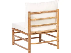 Set di divani angolari da giardino 5 posti CERRETO Lato Sinistro Bambù Bianco sporco