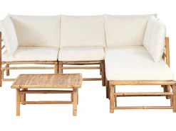Set di divani angolari da giardino 5 posti CERRETO Lato Sinistro Bambù Bianco sporco