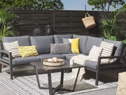 Set di divani angolari da giardino 5 posti VIZZINI Metallo Grigio