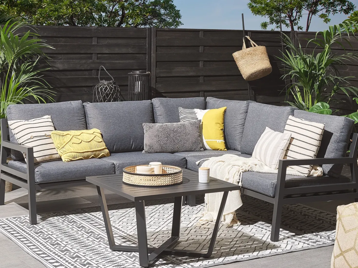 Set di divani angolari da giardino 5 posti VIZZINI Metallo Grigio
