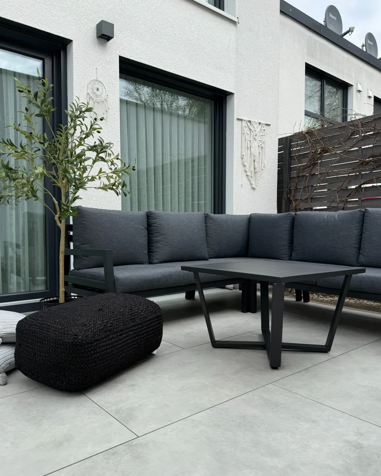 Set di divani angolari da giardino 5 posti VIZZINI Metallo Grigio