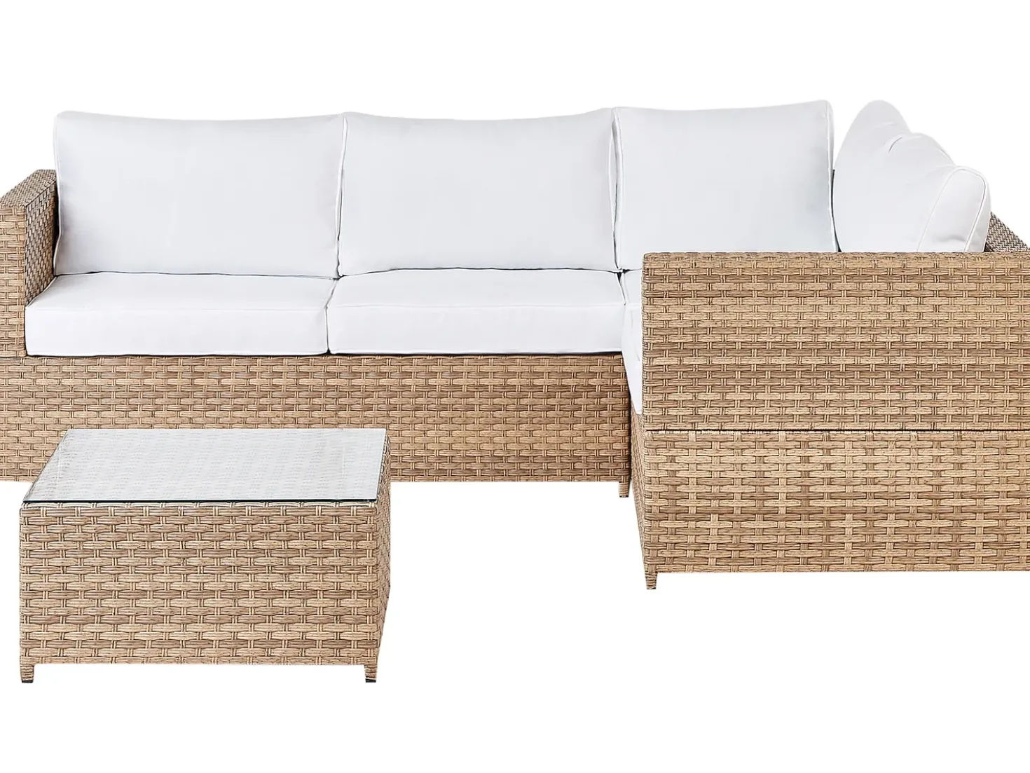 Set di divani angolari da giardino 4 posti AVOLA Lato Sinistro Rattan sintetico (PE) Bianco sporco