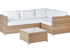 Set di divani angolari da giardino 4 posti AVOLA Lato Sinistro Rattan sintetico (PE) Bianco sporco