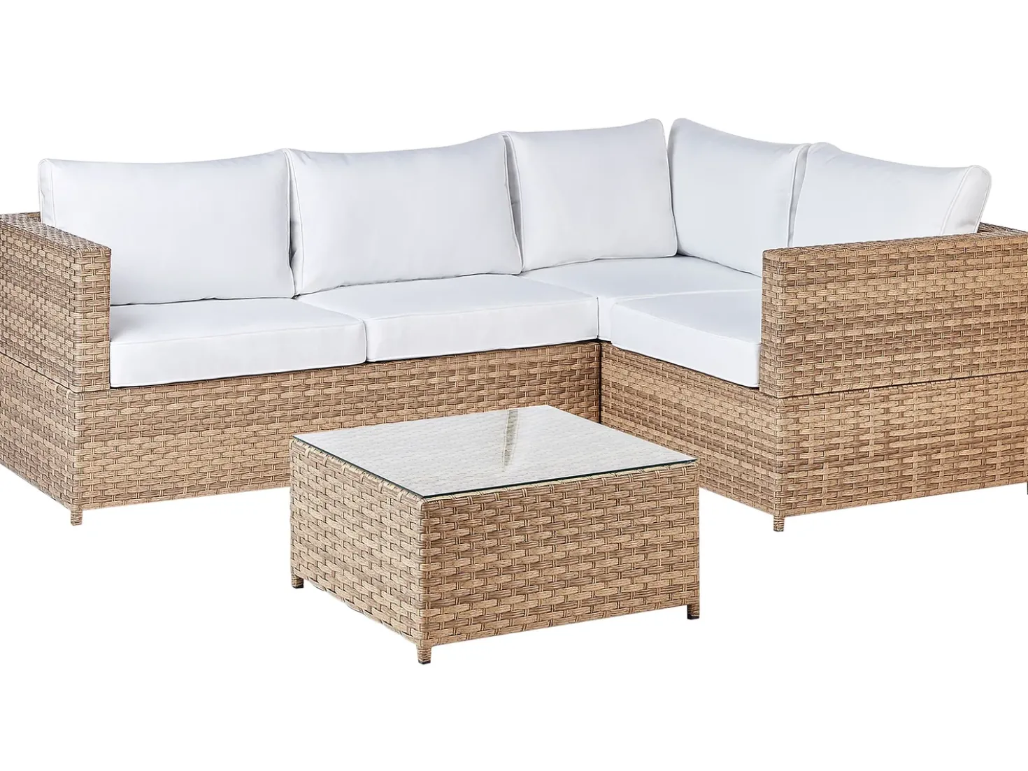 Set di divani angolari da giardino 4 posti AVOLA Lato Sinistro Rattan sintetico (PE) Bianco sporco