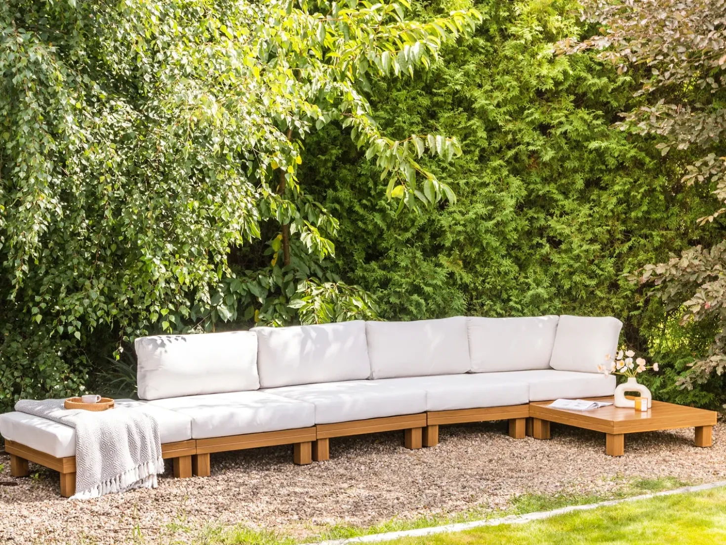 Set di divani angolari da giardino 5 posti SANZA Lato Sinistro Modulare Metallo Bianco