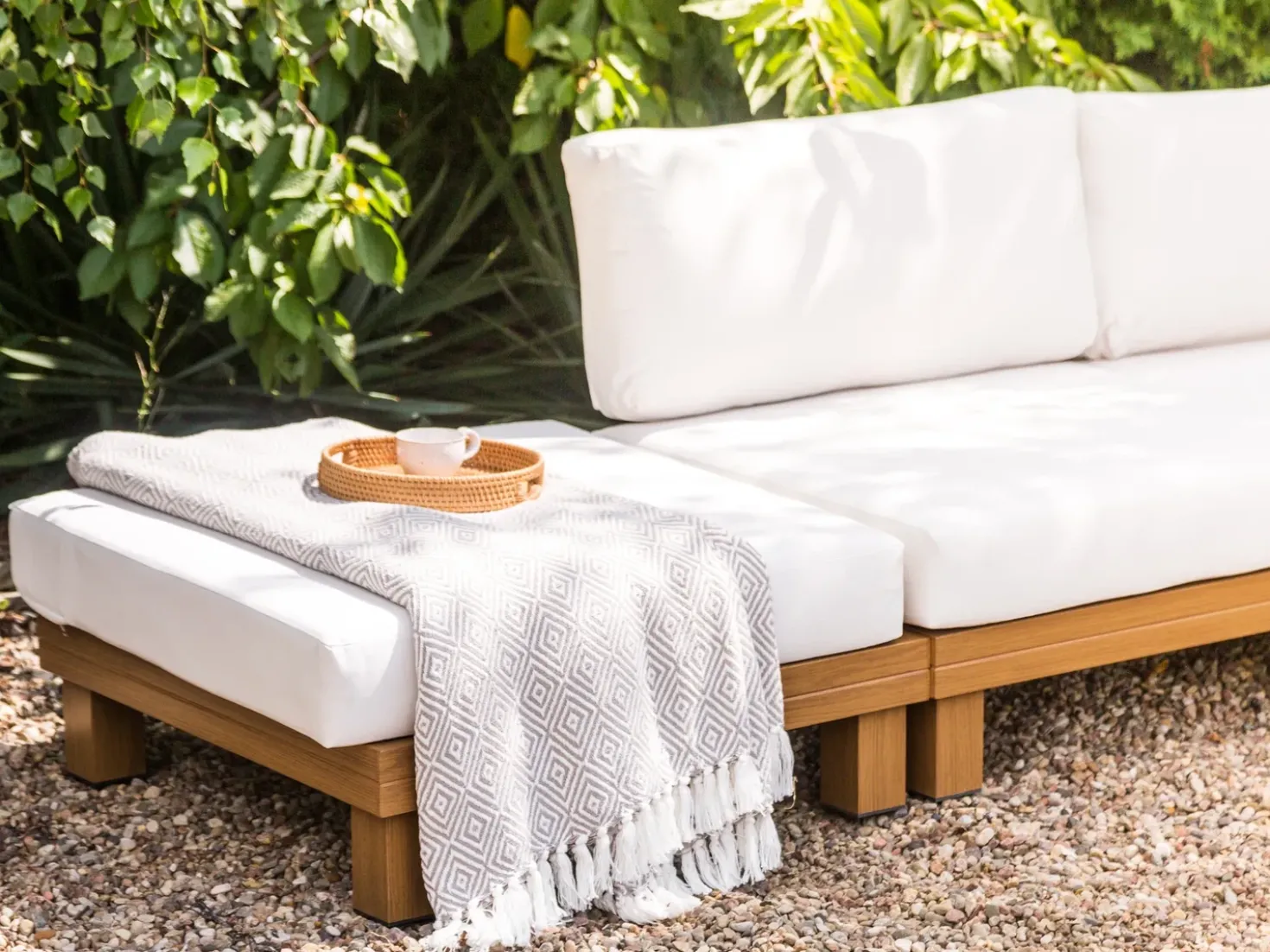 Set di divani angolari da giardino 5 posti SANZA Lato Sinistro Modulare Metallo Bianco