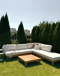 Set di divani angolari da giardino 5 posti SANZA Lato Sinistro Modulare Metallo Bianco