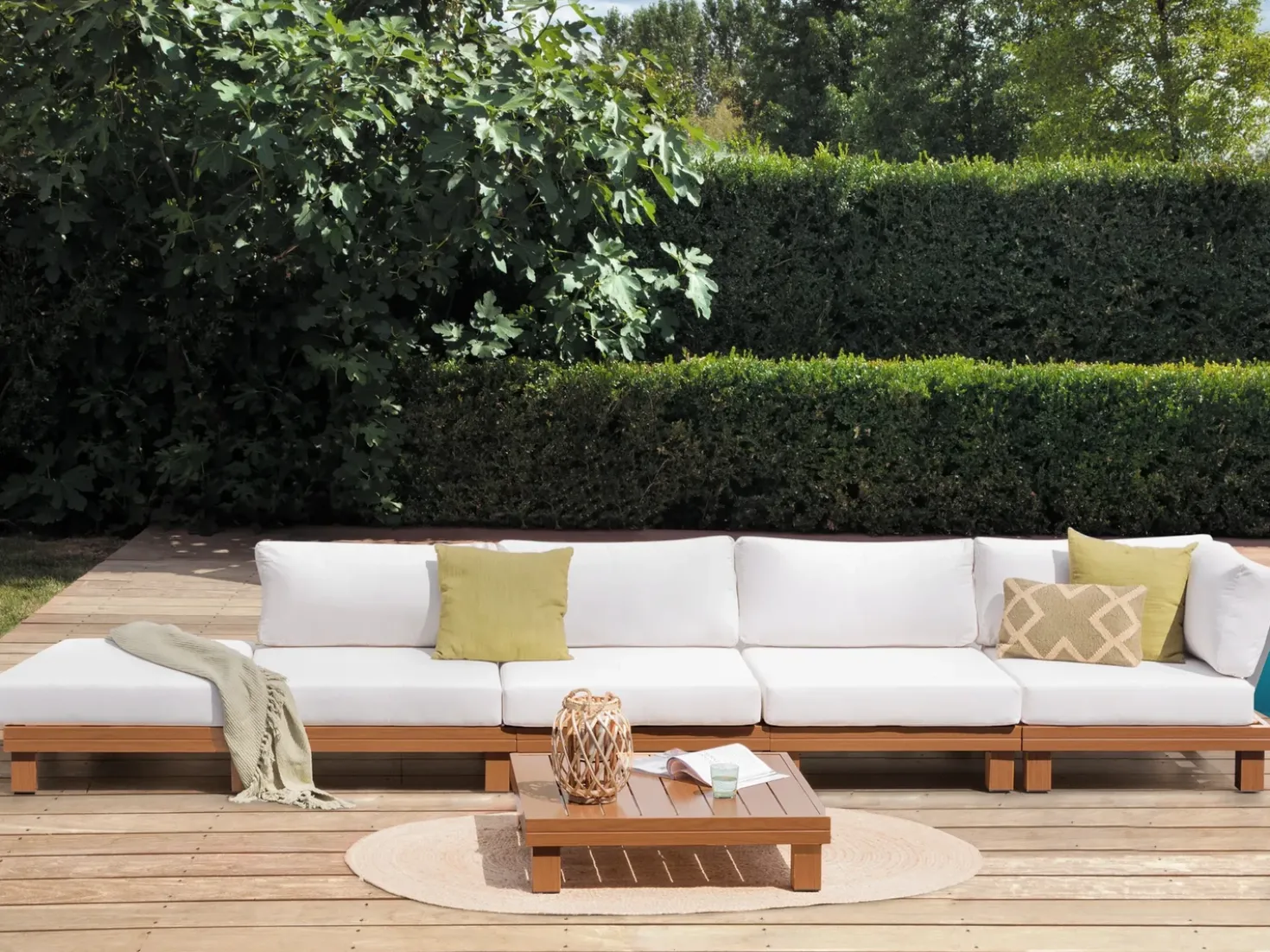 Set di divani angolari da giardino 5 posti SANZA Lato Sinistro Modulare Metallo Bianco