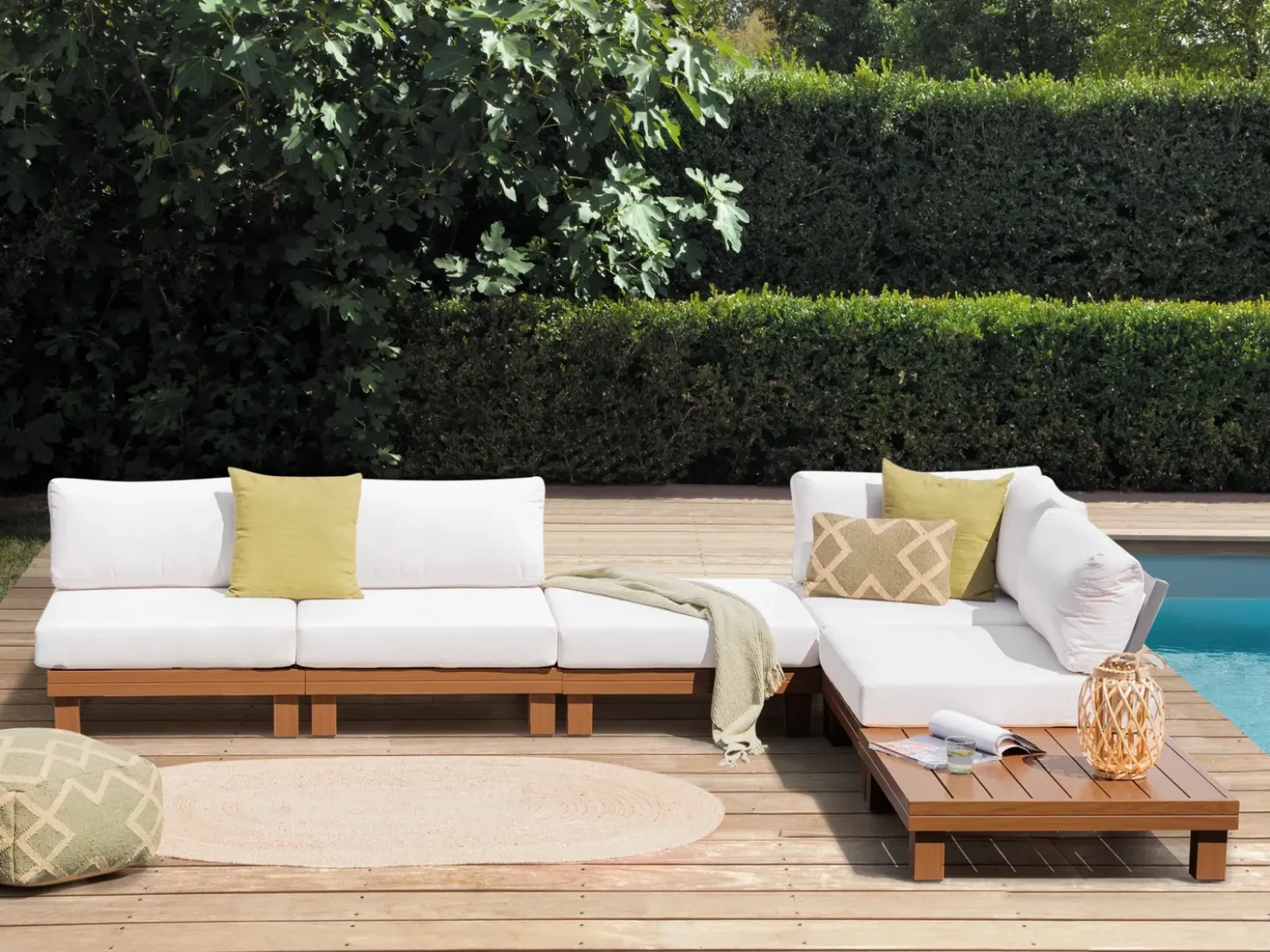 Set di divani angolari da giardino 5 posti SANZA Lato Sinistro Modulare Metallo Bianco