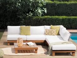Set di divani angolari da giardino 5 posti SANZA Lato Sinistro Modulare Metallo Bianco