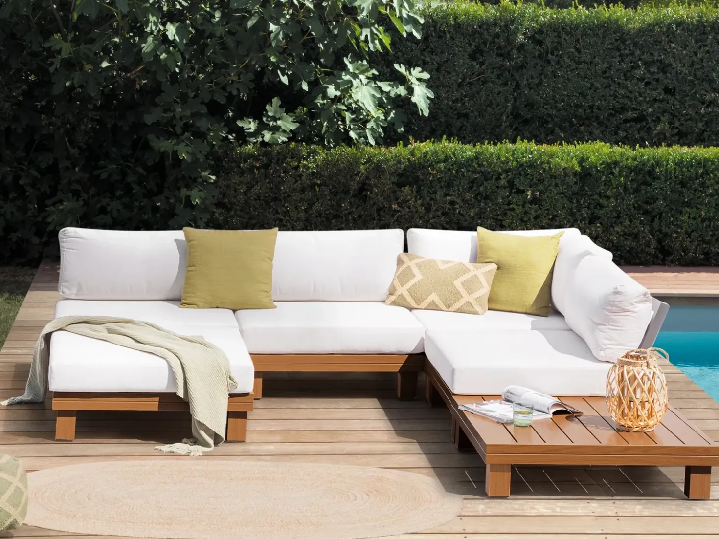 Set di divani angolari da giardino 5 posti SANZA Lato Sinistro Modulare Metallo Bianco
