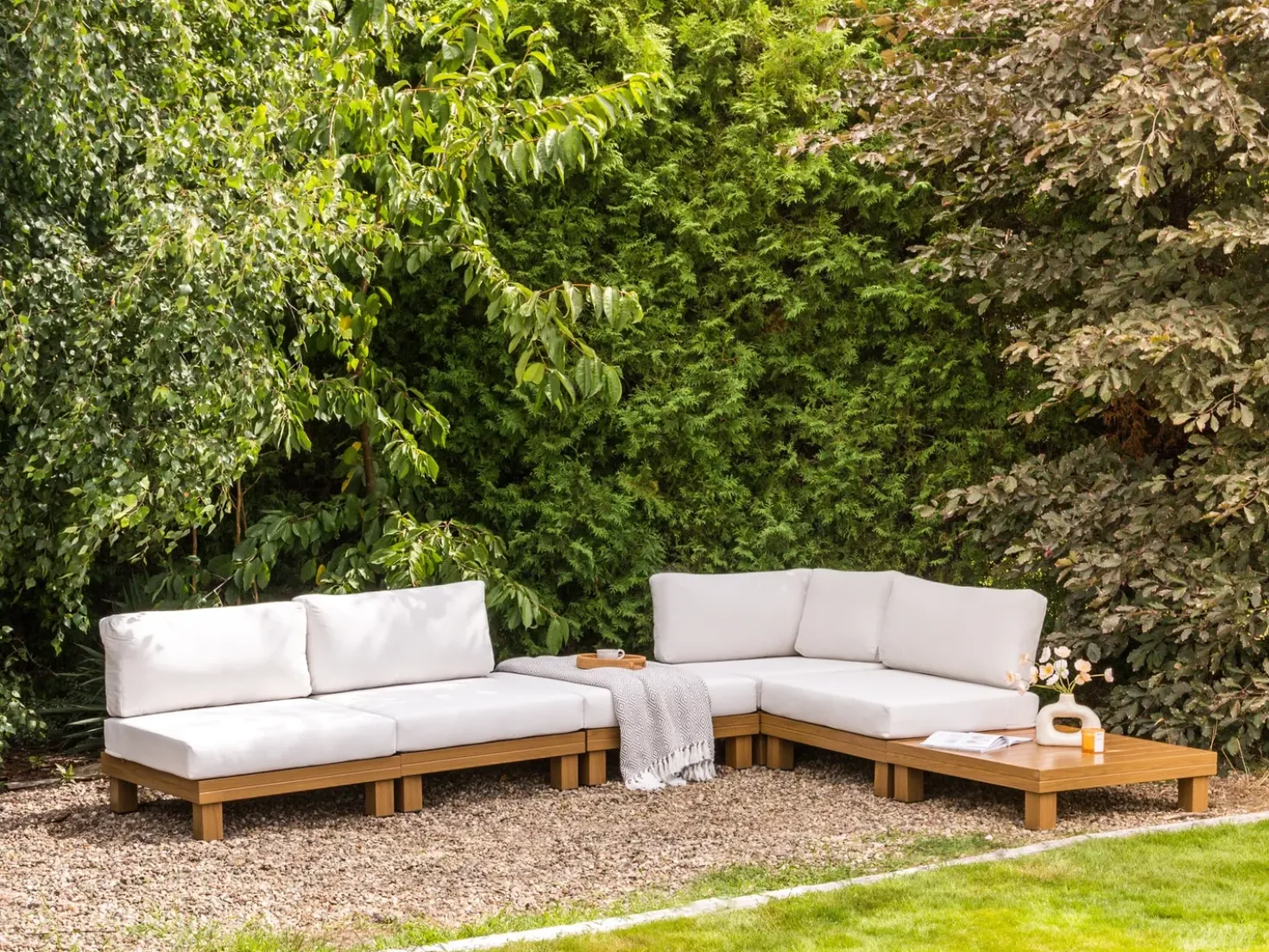 Set di divani angolari da giardino 5 posti SANZA Lato Sinistro Modulare Metallo Bianco